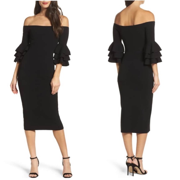 Adelyn Rae Dresses & Skirts - Adelyn Rae off shoulder ruffle bell sleeve midi l